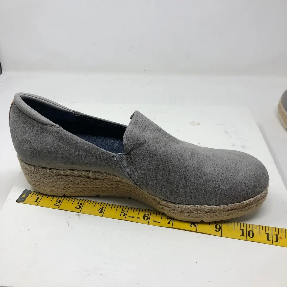 Dr. Scholls Frankley Wedge Sneaker Womens 9.5 Grey Perforated Espadrille Slip On